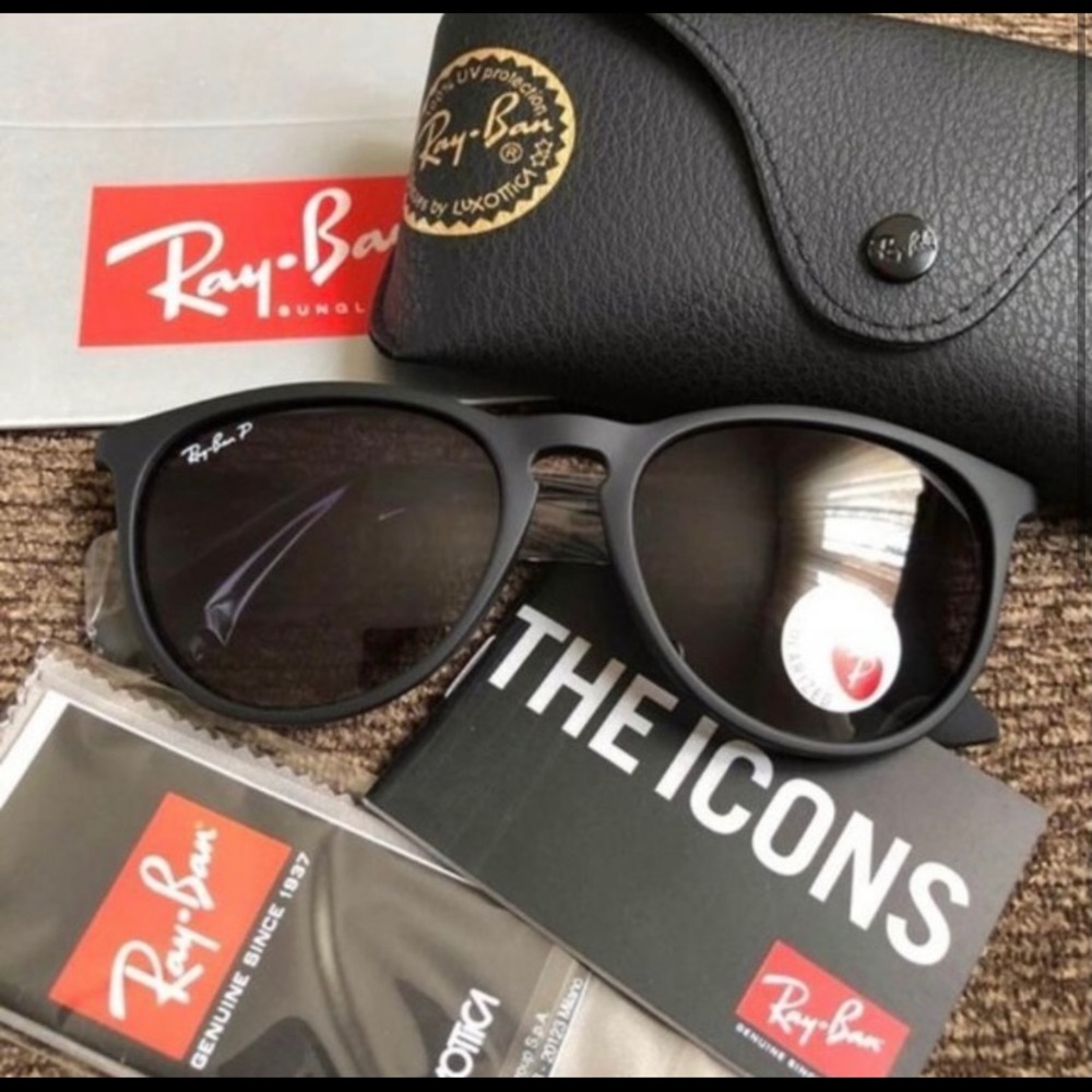 Ray-Ban Erika Black Matte Polarized NEW 54mm